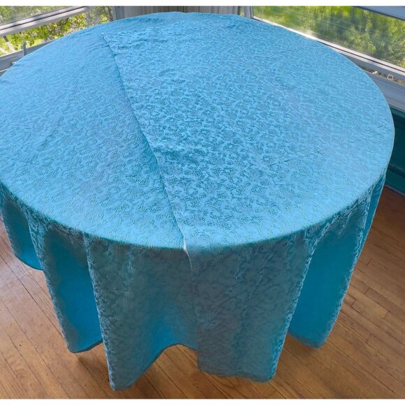 Vintage MCM curtains, shinny aqua blue, narrow, Fiberglass, rod header, pair - Picture 7 of 10